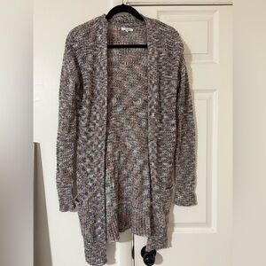 Maurices Heathered Open-Front Cardigan - Gray and Cream